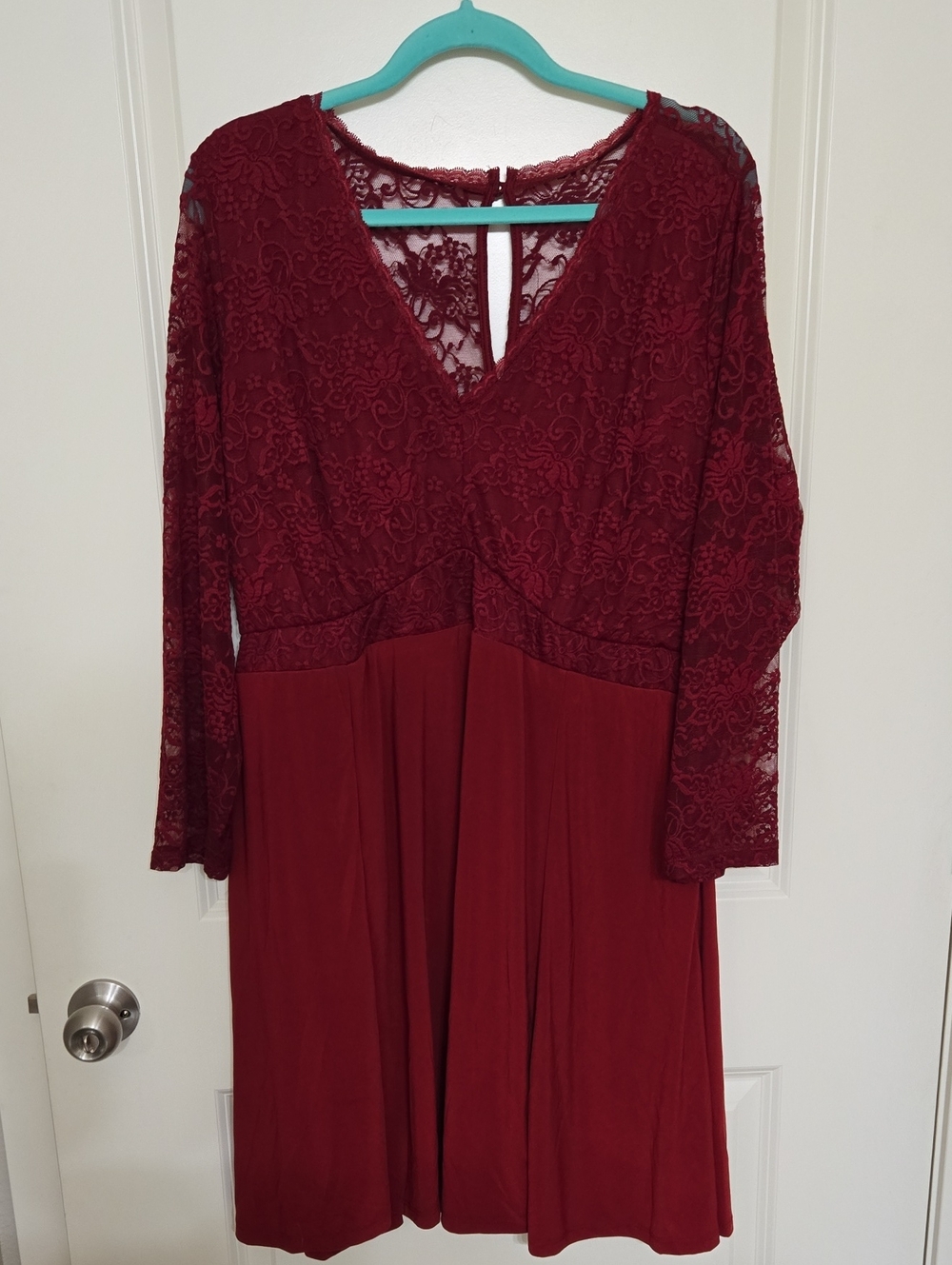 torrid Wine Lace V-Neck Long Sleeve Dress